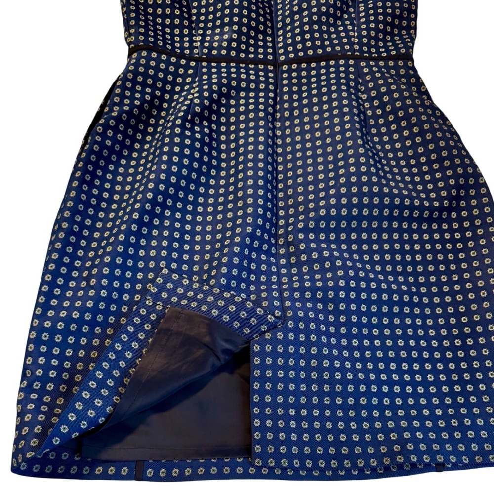 J.Crew Navy Jacquard‎ Brocade Grosgrain Structured Preppy Sheath Dress - Picture 5 of 12